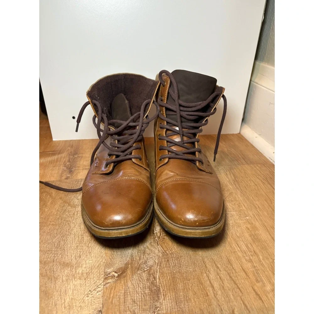 J.‎ Ferrar Davidson Boots Mens 11M Brown Faux Leather High Top Lace Up Cap Toe